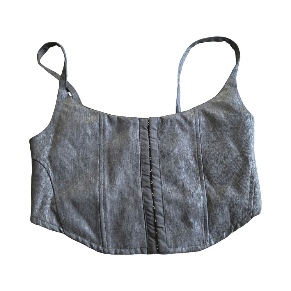 Uniform Person Black Corset Cropped Tank Size: S